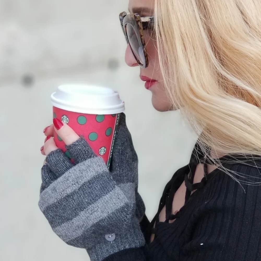 Black or Gray Fingerless Mittens / Gloves